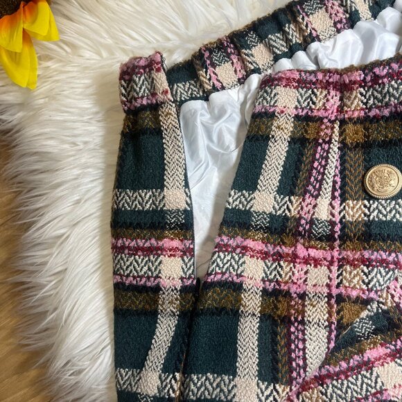 Women Wool Plaid Mini Skirt High Waisted Pencil Skirts Short Tight Bodycon Skirt - Picture 5 of 8